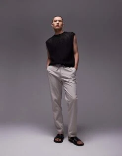 Topman Knitted Crochet Tank In Black For Men -Daily Wardrobe Shop 205561897 3