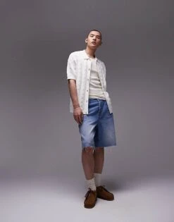 Topman Textured Knit Button Through In White For Men -Daily Wardrobe Shop 205561905 5