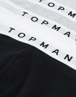 Topman 3 Pack Trunks In Black, White And Grey Marl With White Waistbands For Men Multi -Daily Wardrobe Shop 205580432 4