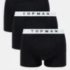Topman 3 Pack Trunks In Black With White Waistbands For Men Multi
