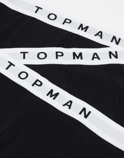 Topman 3 Pack Trunks In Black With White Waistbands For Men Multi -Daily Wardrobe Shop 205580439 4