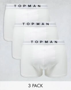 Topman 3 Pack Trunks In White With White Waistbands For Men Multi -Daily Wardrobe Shop 205580446 1 multi 1