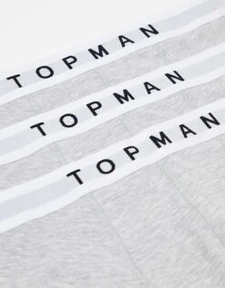 Topman 3 Pack Trunks In Grey Marl With White Waistbands For Men Multi -Daily Wardrobe Shop 205580456 3