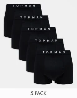 Topman 5 Pack Trunks In Black With Black Waistbands For Men Multi -Daily Wardrobe Shop 205580513 1 multi 1