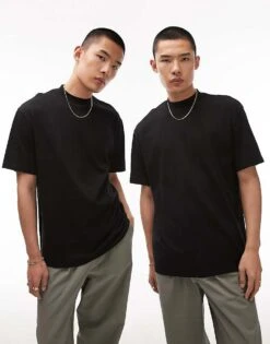 Topman 2 Pack Oversized Fit T-shirt In Black For Men -Daily Wardrobe Shop 205599953 1 black 1
