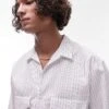 Topman Short Sleeve Relaxed Striped Double Pocket Shirt In White For Men -Daily Wardrobe Shop 205644033 1 white