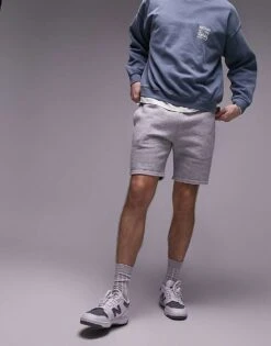 Topman Classic Fit Jersey Short With Raw Hem In Grey Marl For Men -Daily Wardrobe Shop 205658230 1 greymarl 1