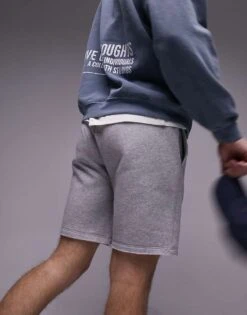 Topman Classic Fit Jersey Short With Raw Hem In Grey Marl For Men -Daily Wardrobe Shop 205658230 3