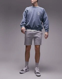 Topman Classic Fit Jersey Short With Raw Hem In Grey Marl For Men -Daily Wardrobe Shop 205658230 5