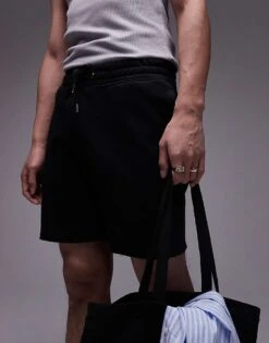 Topman Classic Fit Jersey Short With Raw Hem In Black For Men -Daily Wardrobe Shop 205658238 4
