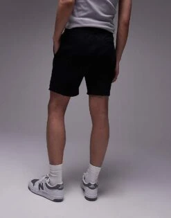 Topman Classic Fit Jersey Short With Raw Hem In Black For Men -Daily Wardrobe Shop 205658238 5