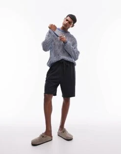 Topman Oversized Acid Wash Open Knit Jumper In Blue For Men