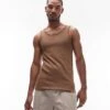 Topman Rib Vest In Washed Brown For Men 2 Topman Rib Vest In Washed Brown For Men -Daily Wardrobe Shop 205666213 1 brown