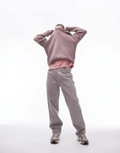 Topman Cotton Twill Loose Trousers In Stone For Men -Daily Wardrobe Shop 205680501 4