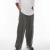 Topman Wide Leg Cropped Trousers In Khaki For Men