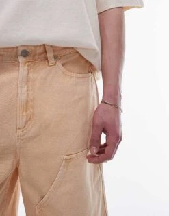 Topman Carpenter Shorts In Yellow For Men -Daily Wardrobe Shop 205682390 3