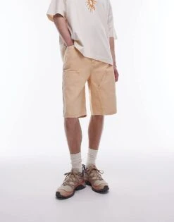 Topman Carpenter Shorts In Yellow For Men -Daily Wardrobe Shop 205682390 4