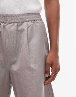 Topman Linen Blend Shorts In Stone For Men -Daily Wardrobe Shop 205682420 4