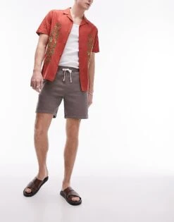 Topman Textured Shorts In Brown For Men 10 Topman Textured Shorts In Brown For Men -Daily Wardrobe Shop 205682444 3