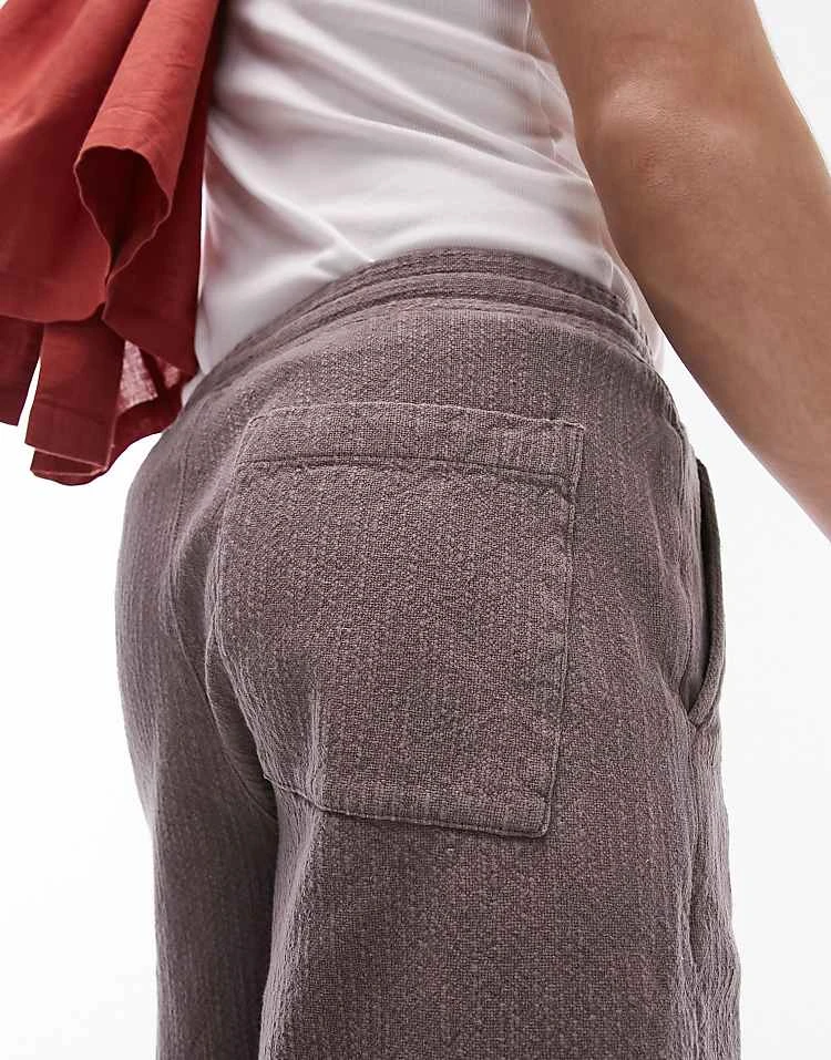 Topman Textured Shorts In Brown For Men 6 Topman Textured Shorts In Brown For Men - Image 4