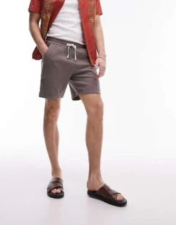 Topman Textured Shorts In Brown For Men 12 Topman Textured Shorts In Brown For Men -Daily Wardrobe Shop 205682444 5