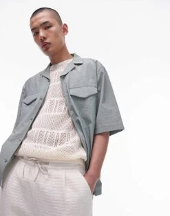 Topman Premium Extra Wide Heavy Textured Trousers In Ecru For Men Stone -Daily Wardrobe Shop 205684487 3