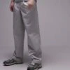 Topman Wide Leg Workwear Chino Trousers With Pleats In Grey For Men 1 Topman Wide Leg Workwear Chino Trousers With Pleats In Grey For Men -Daily Wardrobe Shop 205688923 1 grey
