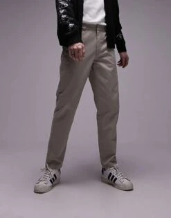 Topman Taper Workwear Chinos Trousers In Stone For Men -Daily Wardrobe Shop 205689032 3