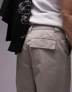 Topman Taper Workwear Chinos Trousers In Stone For Men -Daily Wardrobe Shop 205689032 5