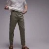 Topman Taper Workwear Chino Trousers In Sage For Men