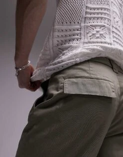 Topman Taper Workwear Chino Trousers In Sage For Men -Daily Wardrobe Shop 205689365 5