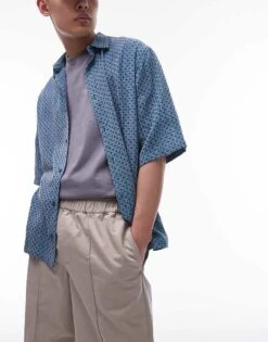 Topman Long Line Shorts With Pintuck In Stone For Men -Daily Wardrobe Shop 205689658 4