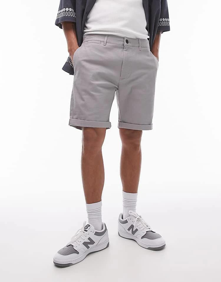 Topman Skinny Chino Shorts In Grey For Men 8 Topman Skinny Chino Shorts In Grey For Men - Image 6