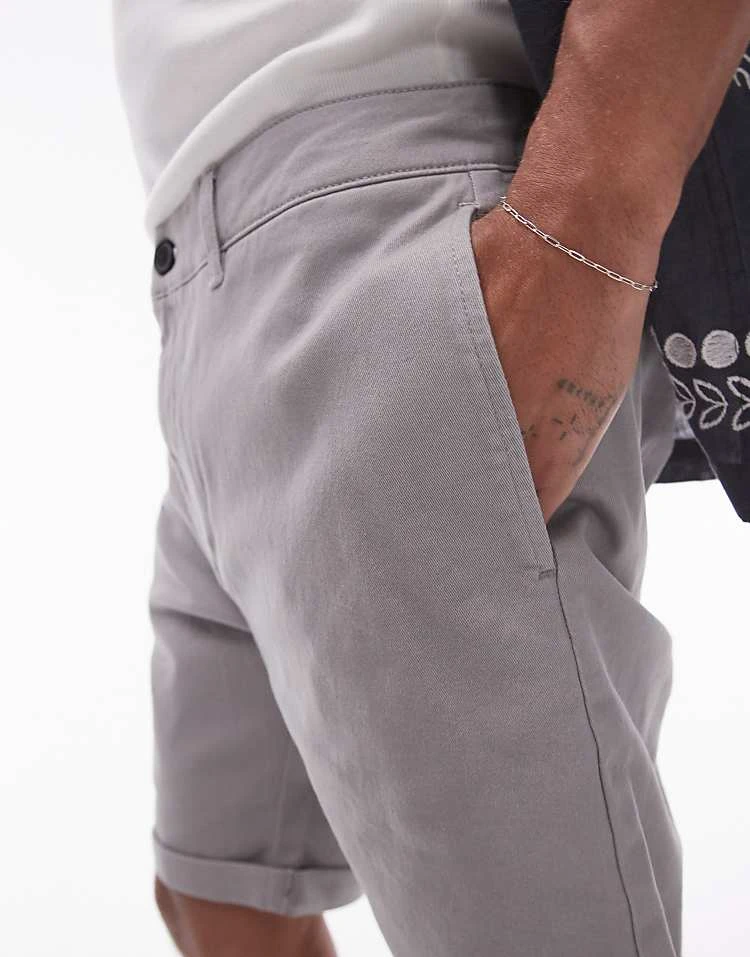 Topman Skinny Chino Shorts In Grey For Men 5 Topman Skinny Chino Shorts In Grey For Men - Image 3
