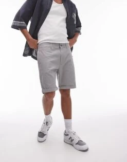 Topman Skinny Chino Shorts In Grey For Men 11 Topman Skinny Chino Shorts In Grey For Men -Daily Wardrobe Shop 205695242 4