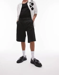 Topman Wide Chino Shorts In Black For Men -Daily Wardrobe Shop 205695297 1 black 1