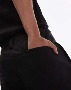 Topman Wide Chino Shorts In Black For Men -Daily Wardrobe Shop 205695297 3