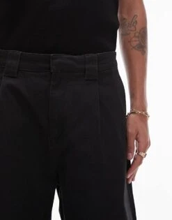 Topman Wide Chino Shorts In Black For Men -Daily Wardrobe Shop 205695297 5