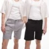 Topman 2 Pack Slim Chino Shorts In Grey And Black For Men -Daily Wardrobe Shop 205695327 1 greyandblack