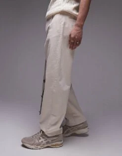 Topman Wide Leg Chino Trousers In Ecru For Men -Daily Wardrobe Shop 205695503 4