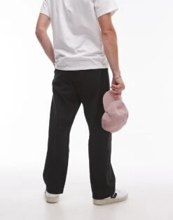 Topman Wide Leg Chino Trousers In Black For Men 9 Topman Wide Leg Chino Trousers In Black For Men -Daily Wardrobe Shop 205695506 2