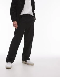 Topman Wide Leg Chino Trousers In Black For Men 10 Topman Wide Leg Chino Trousers In Black For Men -Daily Wardrobe Shop 205695506 3