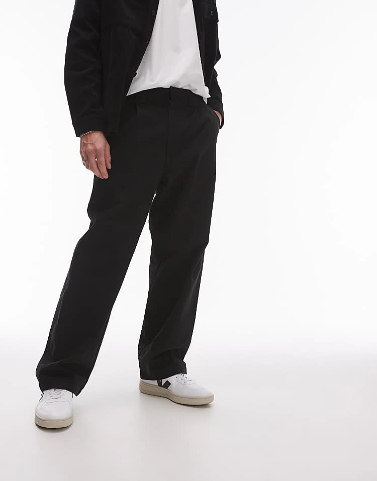 Topman Wide Leg Chino Trousers In Black For Men 5 Topman Wide Leg Chino Trousers In Black For Men - Image 3