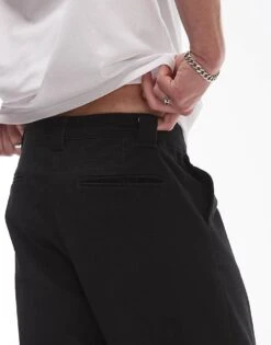 Topman Wide Leg Chino Trousers In Black For Men 11 Topman Wide Leg Chino Trousers In Black For Men -Daily Wardrobe Shop 205695506 4