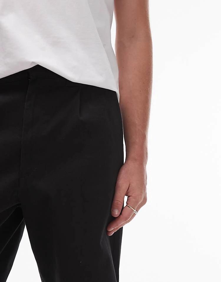 Topman Wide Leg Chino Trousers In Black For Men 7 Topman Wide Leg Chino Trousers In Black For Men - Image 5