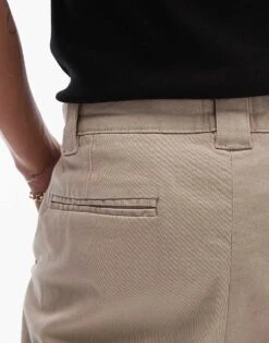 Topman Wide Leg Chino Trousers In Stone For Men -Daily Wardrobe Shop 205695535 5