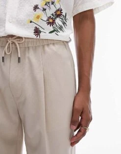 Topman Tapered Ripstop Jogger In Stone For Men -Daily Wardrobe Shop 205709155 2