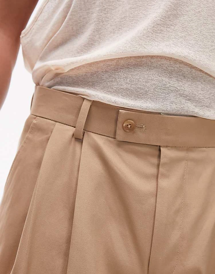 Topman Compact Cotton Wide Leg Trouser In Stone For Men 5 Topman Compact Cotton Wide Leg Trouser In Stone For Men - Image 3