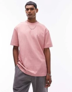 Topman Oversized Fit T-shirt In Washed Pink For Men -Daily Wardrobe Shop 205743139 1 pink 1