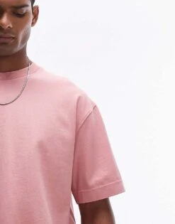 Topman Oversized Fit T-shirt In Washed Pink For Men -Daily Wardrobe Shop 205743139 2